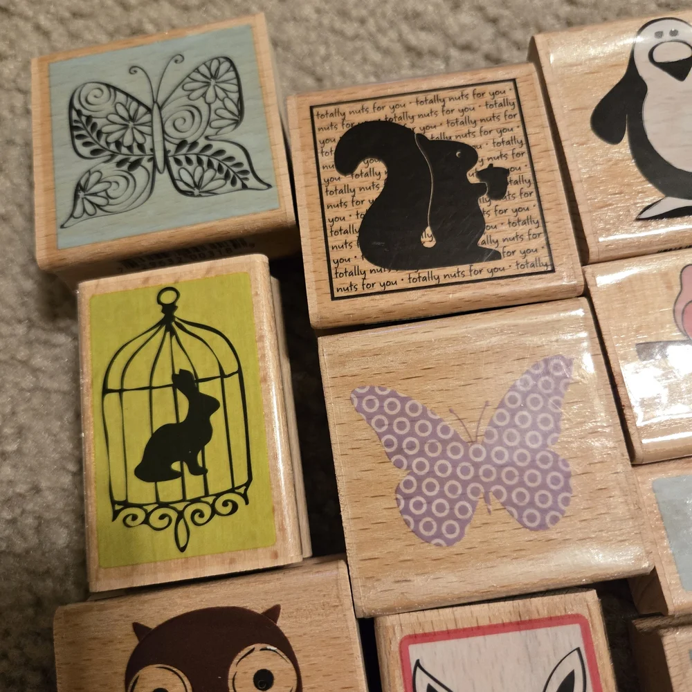 Animal and Nature Themed Craft Wooden Stamps Set Of 10 Scrapbooking